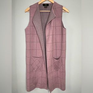 RAIN Womens Open Front Check Print Cardigan